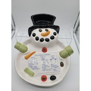 Figi "How To Build A Snowman" Ceramic Platter - Chip & Dip / Veggie Tray